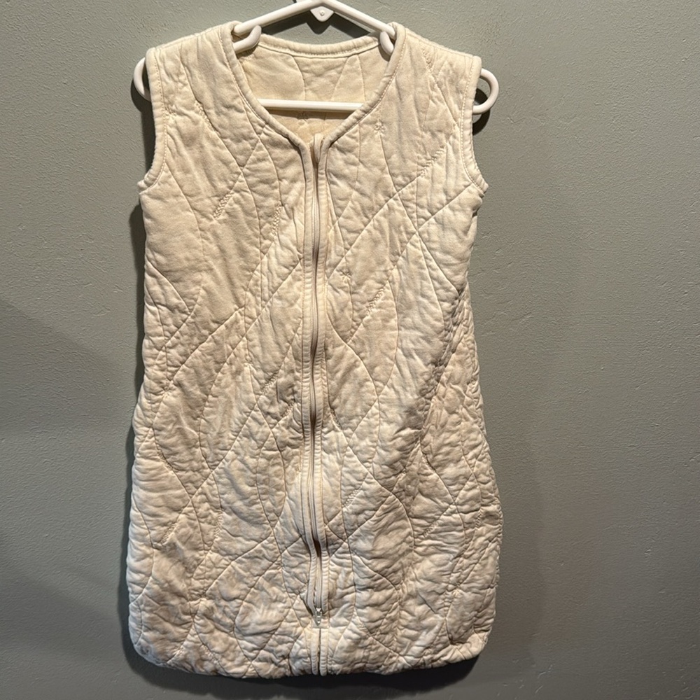 Coyuchi Cream Handstitched Quilted Sleep Sack 100% Organic Cotton zip up - Picture 3 of 10